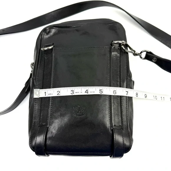 IL Bisonte‎ Crossbody Saddle Bag Black Italian Leather Handbag Purse Made Italy - Picture 13 of 16